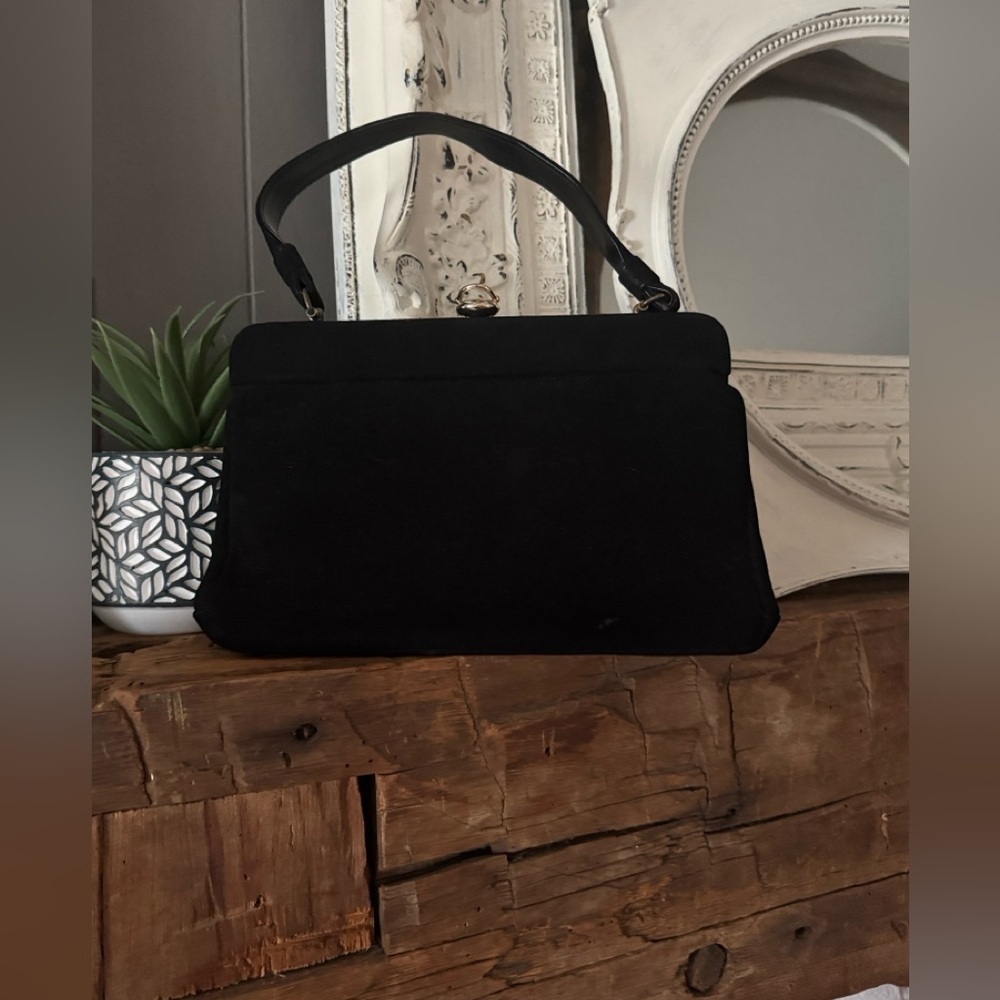 Vintage Retro | MAM’SELLE Original New York Black suede handbag purse 50…